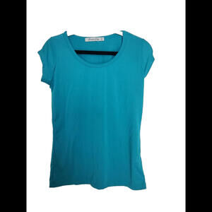 Momento Lady Womens Teal Blue Shirt Shortsleeve Small